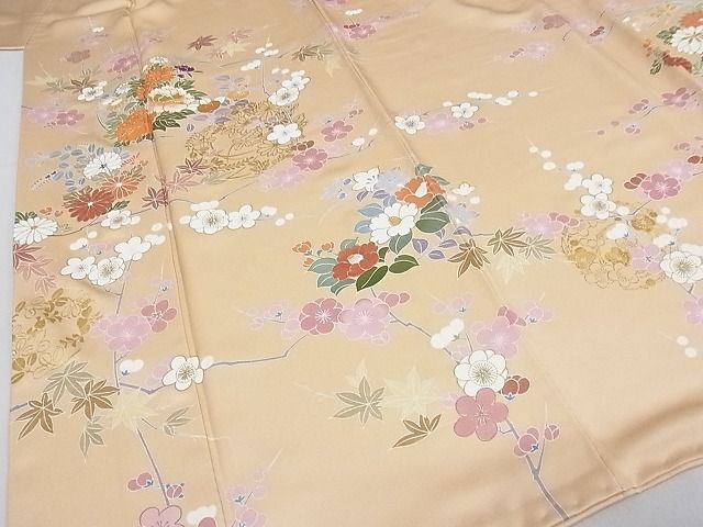 平和屋-こころ店■極上　創業460年・千總　訪問着　刺繍　枝花丸文　金彩　ロング丈　着丈170cm　裄丈68cm　正絹　逸品　4kk4041_画像3