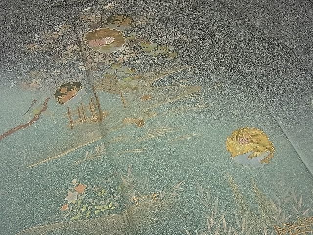 平和屋川間店■訪問着 刺繍 流水雪輪草花文 たたき染め 金彩 逸品 n-sg0878の画像4