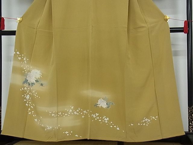 平和屋-こころ店■訪問着 友禅 草花文 菊 暈し染め 着丈152cm 裄丈64cm 正絹 逸品 A-cs7275の画像3