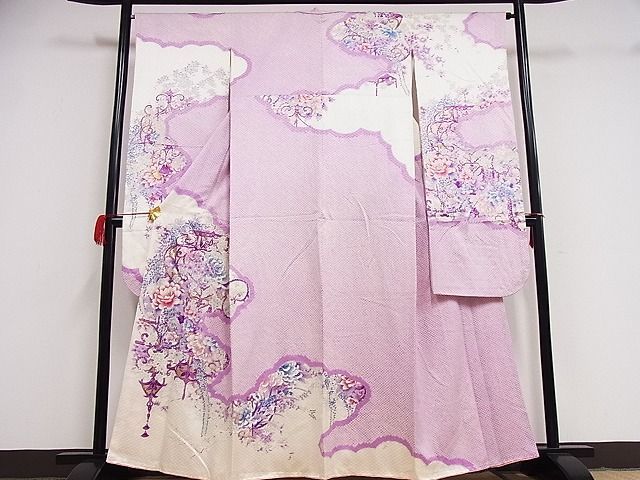 平和屋-こころ店■豪華振袖　絞り　草花文　金彩　着丈157cm　裄丈66.5cm　正絹　逸品　1B-ph0165_画像1