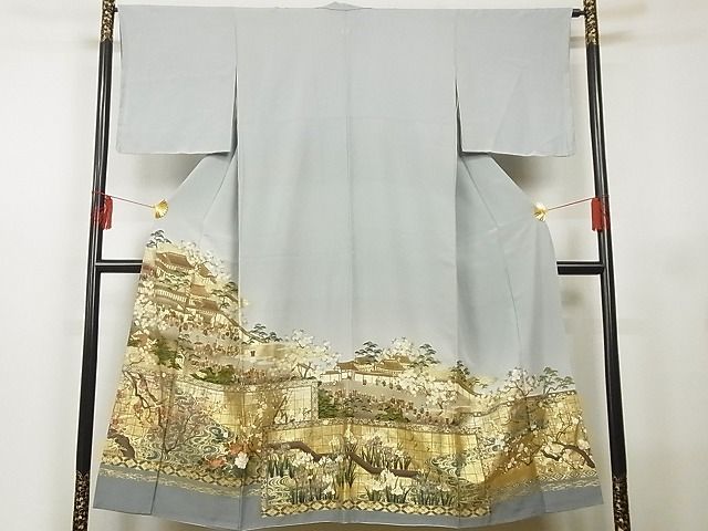 平和屋-こころ店■豪華色留袖　人物風景文　金彩　着丈148cm　裄丈65cm　正絹　逸品　A-ck7743_画像1