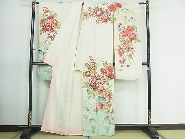 平和屋2■豪華振袖　草花文　暈し染め　金彩　逸品　sf3806_画像2