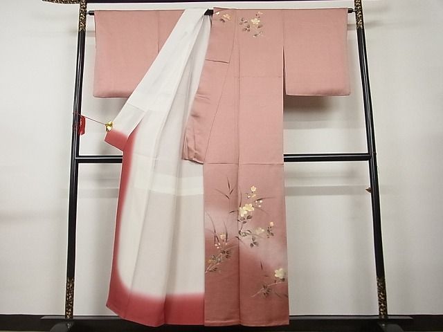 平和屋-こころ店■訪問着　枝花文　暈し染め　金彩　着丈152cm　裄丈64.5cm　正絹　逸品　A-br7628_画像2