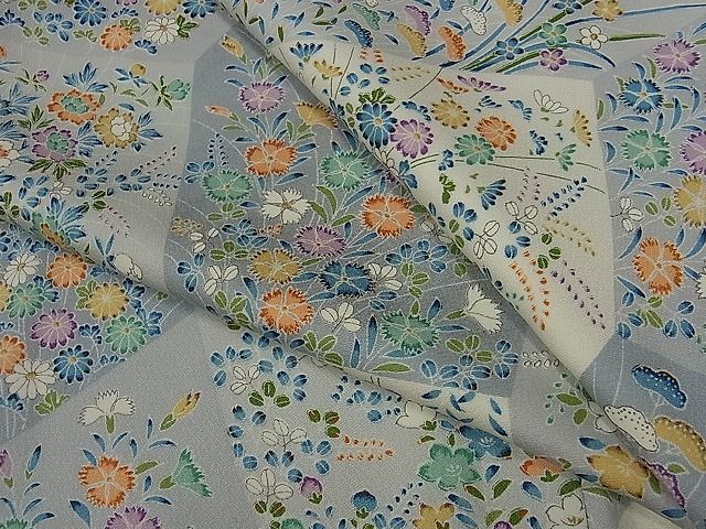 平和屋-こころ店◆上質な小紋 切嵌草花文 暈し染め 着丈161.5cm 裄丈65cm 正絹 逸品 未使用 mop2313の画像1