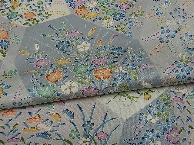 平和屋-こころ店◆上質な小紋 切嵌草花文 暈し染め 着丈161.5cm 裄丈65cm 正絹 逸品 未使用 mop2313の画像5