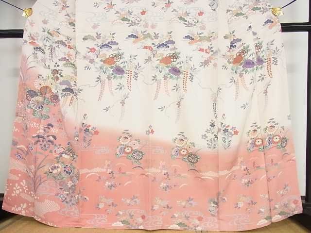 平和屋2■訪問着　吉祥花文　暈し染め　金彩　逸品　az7505_画像4