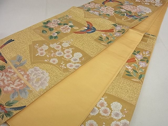 平和屋2■六通柄袋帯　唐織　地紙花鳥文　本金二重箔　逸品　du4053_画像6