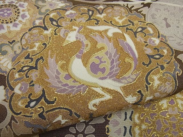 平和屋1●極上　訪問着　駒刺繍　正倉院鳳凰花唐草文　暈し染め　金彩　反端付き　逸品　未使用3s2049_画像5