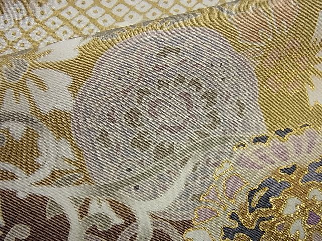 平和屋1●極上　訪問着　駒刺繍　正倉院鳳凰花唐草文　暈し染め　金彩　反端付き　逸品　未使用3s2049_画像7