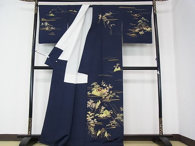 平和屋2■創業460年・千總　訪問着　駒刺繍　松竹梅　渡橋風景花文　金彩　高島屋扱い　逸品　未使用　1ps3457_画像2