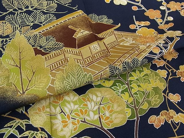 平和屋2■創業460年・千總　訪問着　駒刺繍　松竹梅　渡橋風景花文　金彩　高島屋扱い　逸品　未使用　1ps3457_画像5