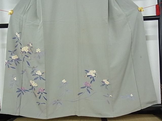 平和屋-こころ店■訪問着　友禅　作家物　枝花文　着丈155cm　裄丈62.5cm　正絹　逸品　A-cs7367_画像3