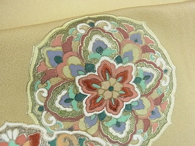 平和屋2■訪問着　刺繍　吉祥花唐草文　暈し染め　金彩　逸品　ox5139_画像8