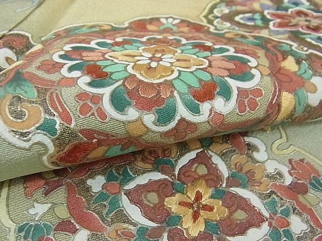 平和屋2■訪問着　刺繍　吉祥花唐草文　暈し染め　金彩　逸品　ox5139_画像7