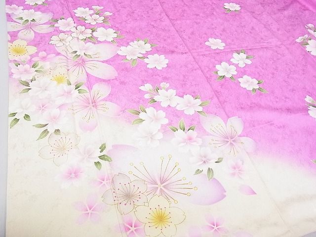 平和屋2■豪華振袖　舞桜　暈し染め　金彩　反端付き　逸品　1ps3492_画像5