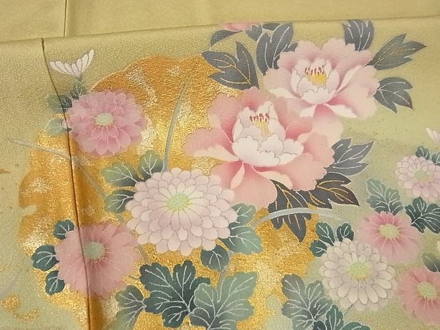 平和屋-こころ店■訪問着　雪輪花文　暈し染　金彩　着丈169.5cm　裄丈68cm　正絹　逸品　A-ck7918_画像8