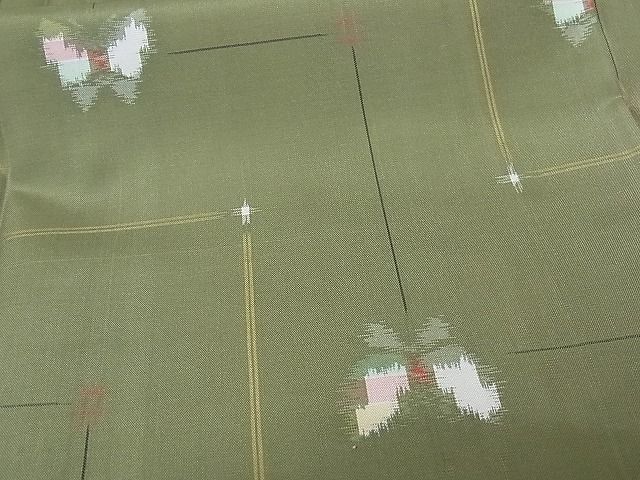 平和屋-こころ店■上質な紬　華八丈　春花秋月　舞蝶文　証紙付き　着丈162.5cm　裄丈67.5cm　正絹　逸品　未使用　A-cs7408_画像4