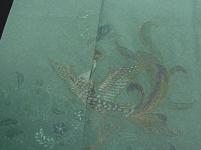 平和屋1■訪問着　総刺繍　スワトウ刺繍　鳳凰花唐草文　暈し染め　金糸　逸品　ua6603_画像4