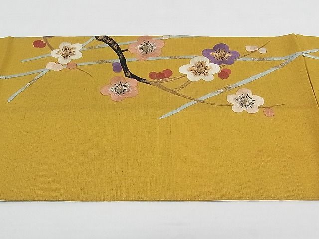 平和屋1■アンティーク　大正ロマン　太鼓柄京袋帯　刺繍　枝梅　金銀糸　逸品　rv9237_画像6