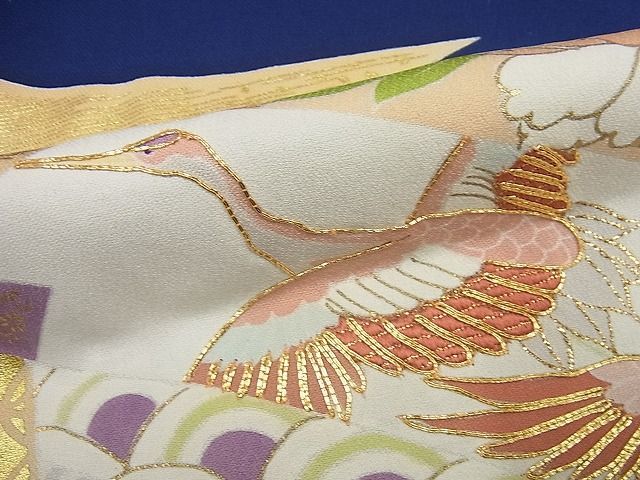 平和屋1■極上　創業460年・千總　振袖　駒刺繍　束ね熨斗花鳥文　金彩　高島屋扱い　逸品4s334_画像9