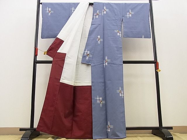 平和屋野田店■上質な紬 十字絣 逸品 n-up0314の画像2