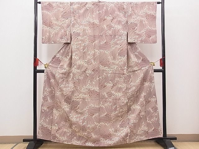 平和屋野田店■上質な小紋　立波文様　逸品　n-sa3899_画像2