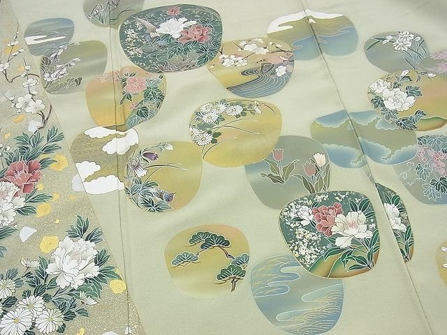 平和屋野田店■豪華色留袖 花鳥丸文 金銀彩 逸品 n-yc5729の画像4