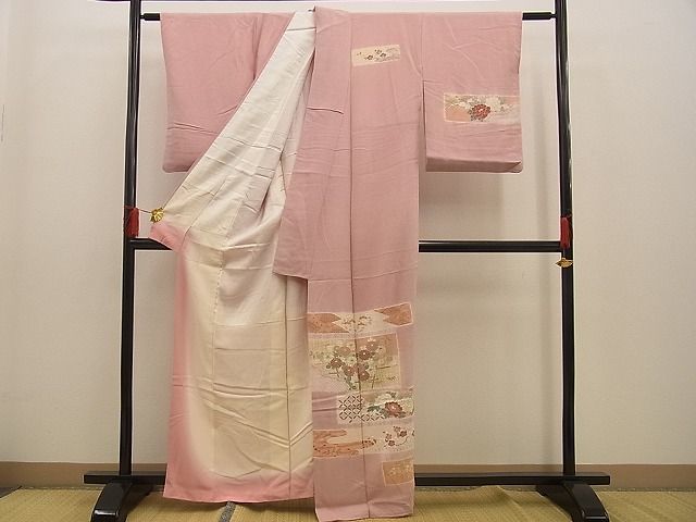 平和屋野田店■訪問着　絞り　エ霞吉祥花文　暈し染め　金彩　逸品　n-xi1065_画像3