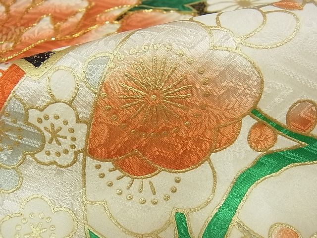 平和屋-こころ店■豪華振袖　駒刺繍　地紙重ね花文　金彩　着丈161cm　裄丈68.5cm　正絹　逸品　B-zg8819_画像5