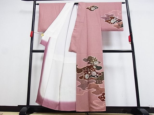 平和屋川間店■訪問着　絞り　霞取り草花文　辻が花　着丈157cm　裄丈63cm　正絹　逸品　A-zi5217_画像2