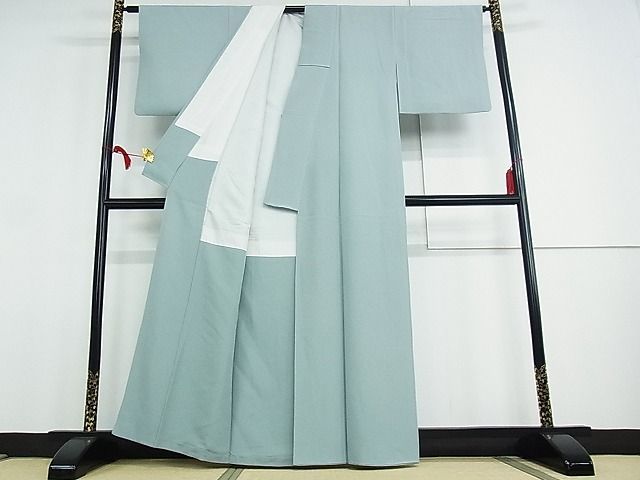 平和屋川間店■上質な色無地　秘色色　着丈162cm　裄丈63.5cm　正絹　逸品　A-ja4300_画像3