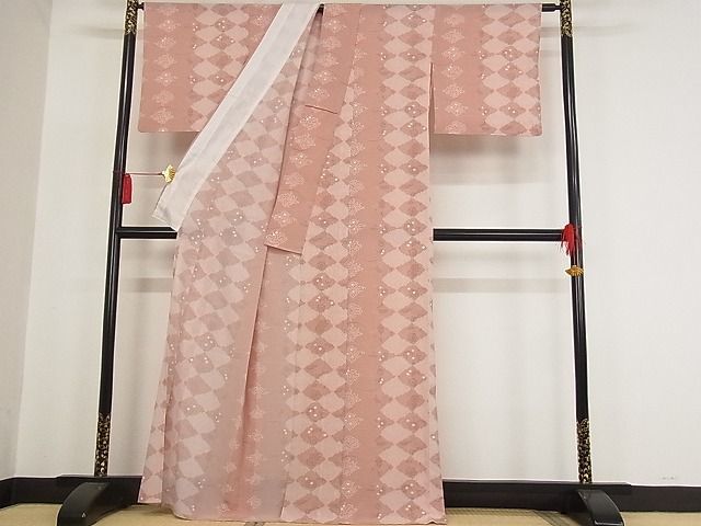 平和屋川間店■夏物 小紋 絽 草花文 着丈164cm 裄丈67cm 洗える着物 A-ck4225の画像2