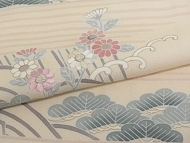 平和屋川間店■訪問着　刺繍　立波草花文　金彩　逸品　ua1873_画像5