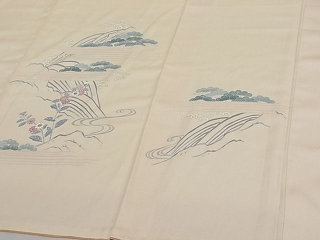 平和屋川間店■訪問着　刺繍　立波草花文　金彩　逸品　ua1873_画像4