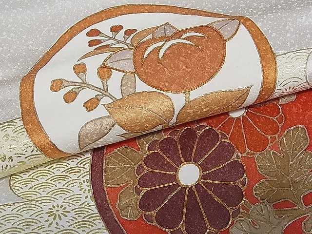 平和屋川間店■訪問着　駒刺繍　霞草花丸文　金彩　逸品　ua2416_画像6