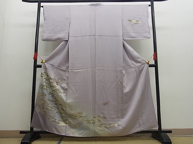 平和屋川間店■訪問着　刺繍　笠松飛鶴吉祥花文　暈し染め　金彩　逸品　n-op0329_画像1