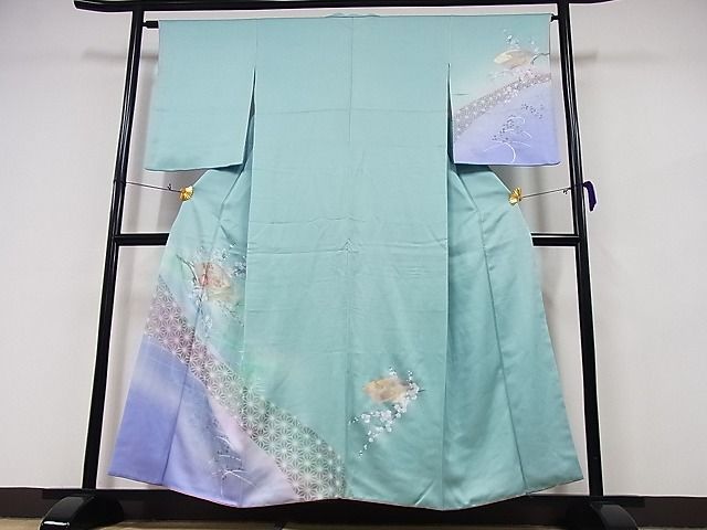 平和屋川間店■訪問着　地紙花文　暈し染め　金彩　やまと誂製　着丈154.5cm　裄丈64cm　正絹　逸品　B-sa3705_画像1