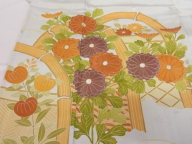  flat peace shop river interval shop # gorgeous color tomesode piece embroidery flower . writing dress length 152cm sleeve length 62cm silk excellent article A-dp3690