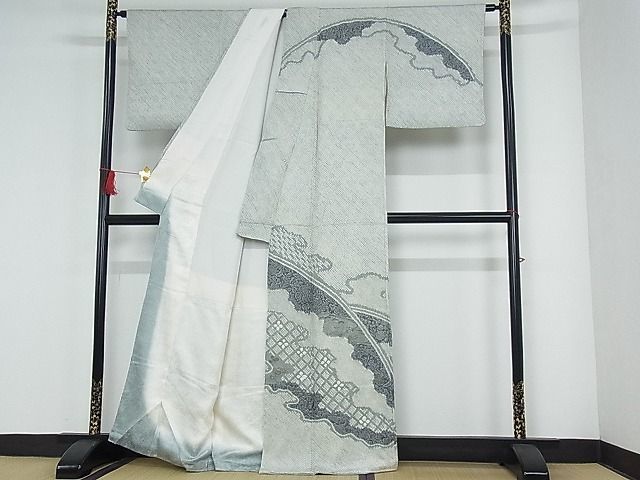 平和屋-こころ店■訪問着　総絞り　中国三大刺繍　汕頭刺繍　スワトウ刺繍　花松文　着丈154cm　裄丈67cm　正絹　逸品　A-cs7532_画像2