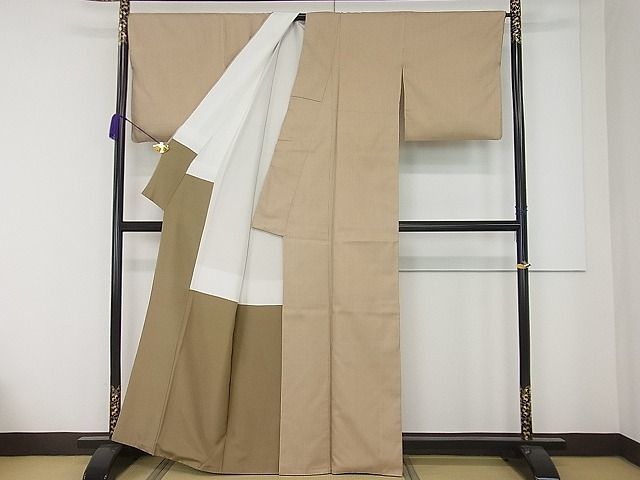 平和屋1●超希少　菊池洋守　八丈織　市松綾織　工芸呉服芥川　紬　縞　たとう紙付き　逸品3s20717_画像2