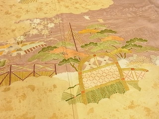 平和屋-こころ店■訪問着　刺繍　花籬文　高島屋扱い　着丈153cm　裄丈63cm　正絹　逸品　A-ck8037_画像4