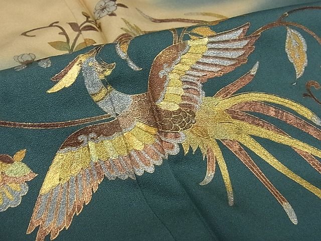 平和屋-こころ店■訪問着　鳳凰花唐草文　暈し染　金銀彩　着丈157.5cm　裄丈64cm　正絹　逸品　未使用　1B-wt2041_画像5