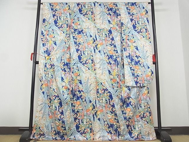  flat peace shop - here . shop # gorgeous long-sleeved kimono . flower writing gold paint dress length 168cm sleeve length 64.5cm silk excellent article 1B-wt1929