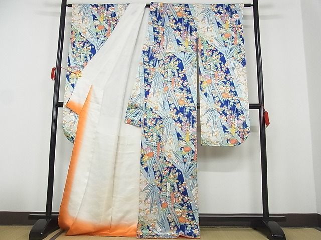  flat peace shop - here . shop # gorgeous long-sleeved kimono . flower writing gold paint dress length 168cm sleeve length 64.5cm silk excellent article 1B-wt1929