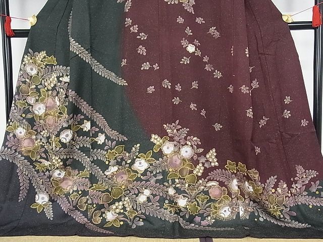 平和屋-こころ店■極上　訪問着　辻が花　金通し地　着丈169.5cm　裄丈70cm　正絹　逸品　A-cs7591_画像3