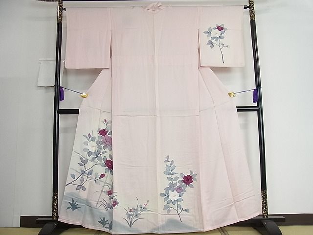 平和屋川間店■訪問着　単衣　枝花文　暈し染め　逸品　ic7552_画像1