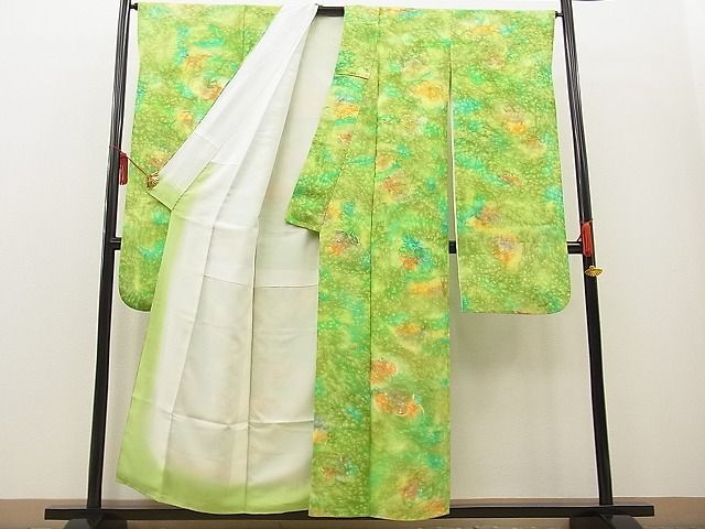 平和屋川間店■豪華振袖　地紋起こし　草花文　暈し染め　逸品　n-ab0232_画像4