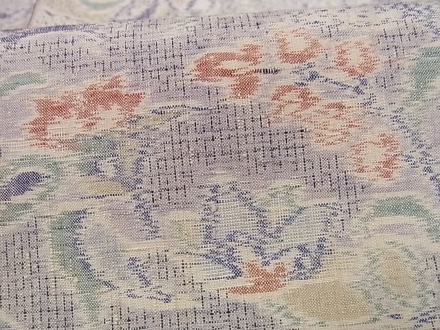 平和屋-こころ店◆小千谷紬　草花文　着丈165.5cm　裄丈65.5cm　正絹　逸品　mop3366_画像6