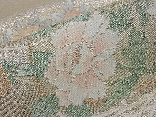 平和屋川間店■九寸名古屋帯　相良刺繍　貝合せ草花文　銀糸　逸品　dy3680_画像3