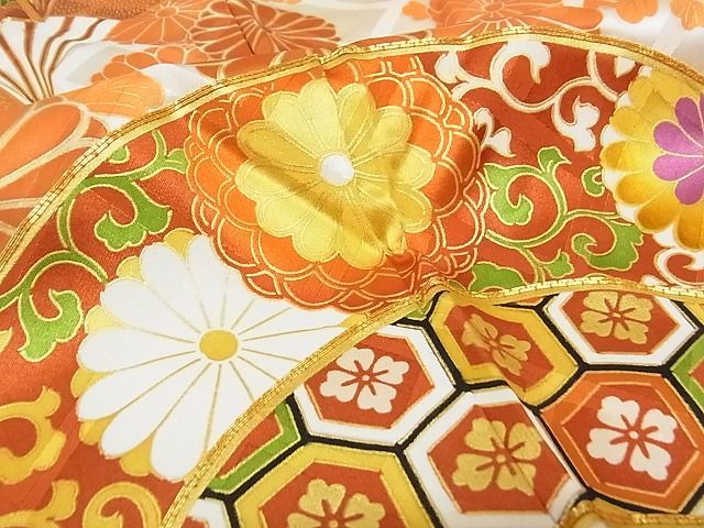 平和屋-こころ店■豪華振袖　駒刺繍　扇青海波　金彩　着丈157cm　裄丈64cm　正絹　逸品　1B-wt1873_画像5